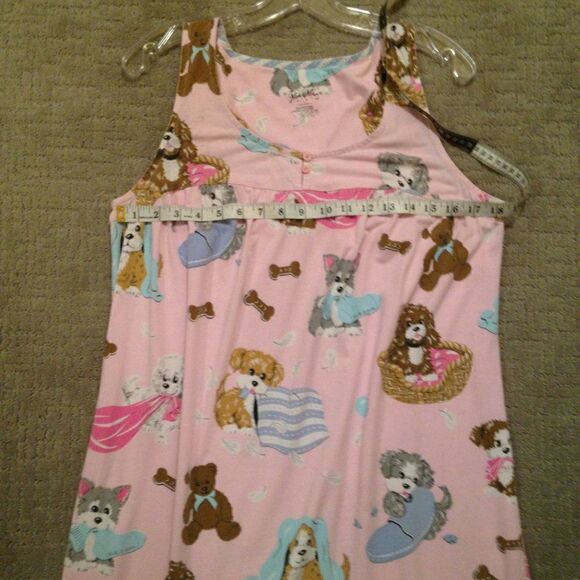 Comfy Nick & Nora Sleeveless Nightgown Teddy Bears and Puppy Dogs Large - Picture 3 of 6